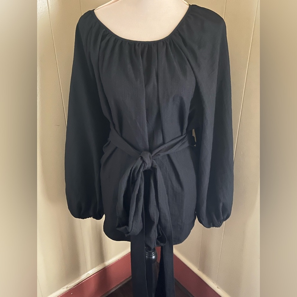 Eloquii Size 22 Long Sleeve Wrap Style Blouse Tie Waist Casual Timeless Capsule - Picture 10 of 10